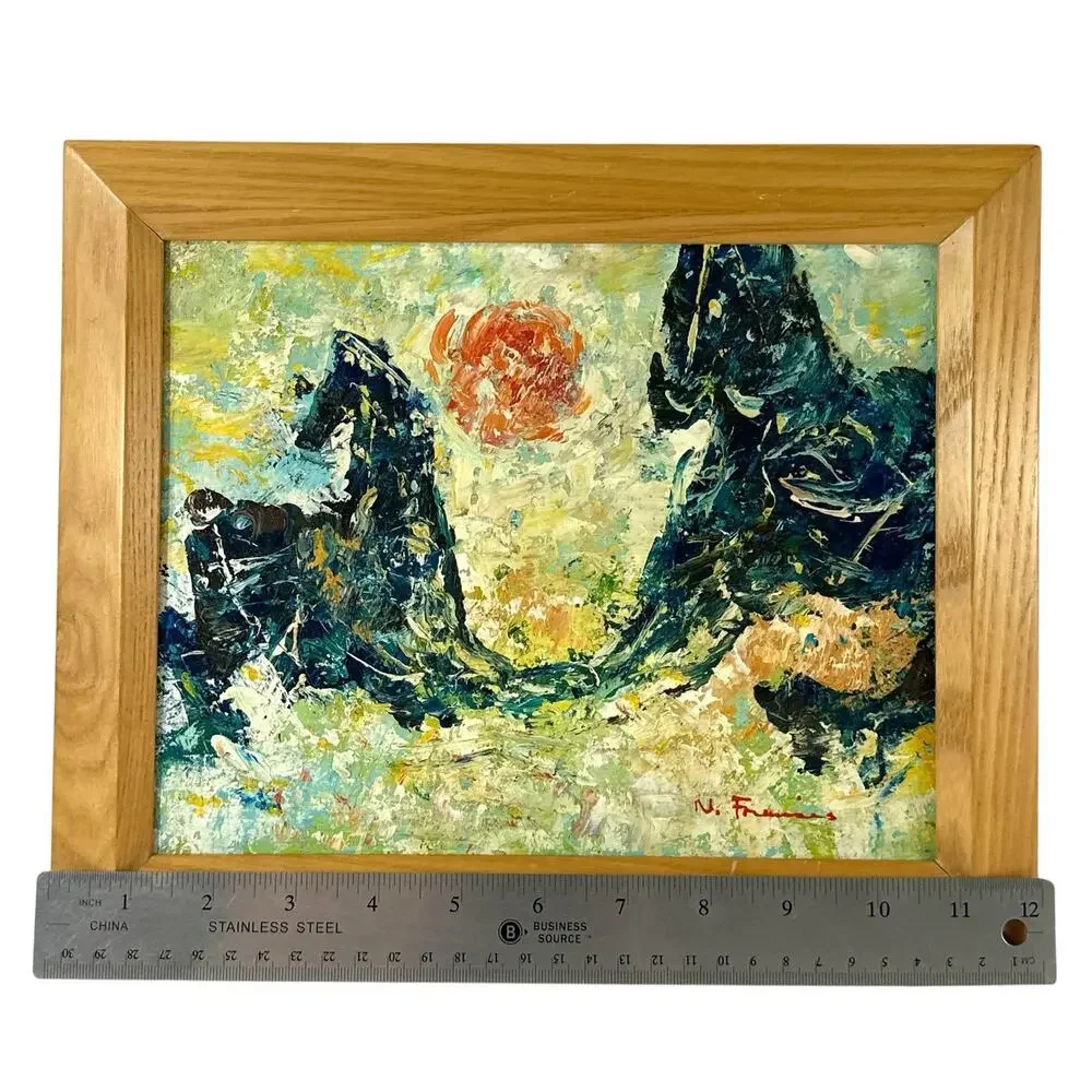 Original Signed N. Francis Abstract Horses Acrylic Painting Impasto 12x10” - Picture 6 of 8